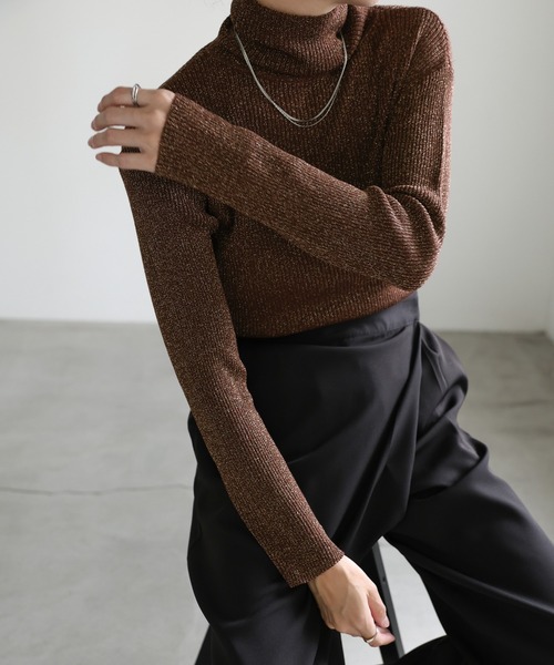 セール】ラメリブハイネックニット（ニット/セーター）｜select MOCA