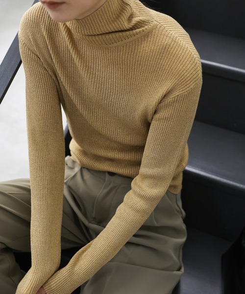 セール】ラメリブハイネックニット（ニット/セーター）｜select MOCA