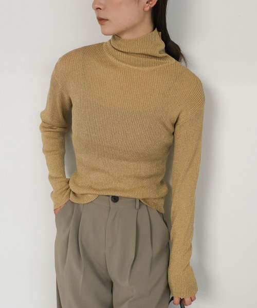 セール】ラメリブハイネックニット（ニット/セーター）｜select MOCA