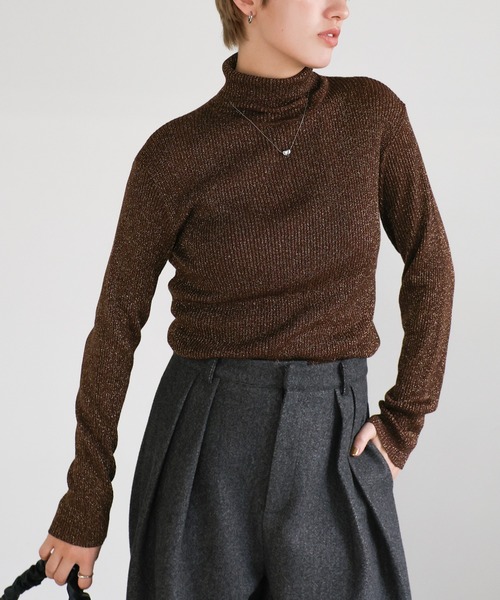 セール】ラメリブハイネックニット（ニット/セーター）｜select MOCA