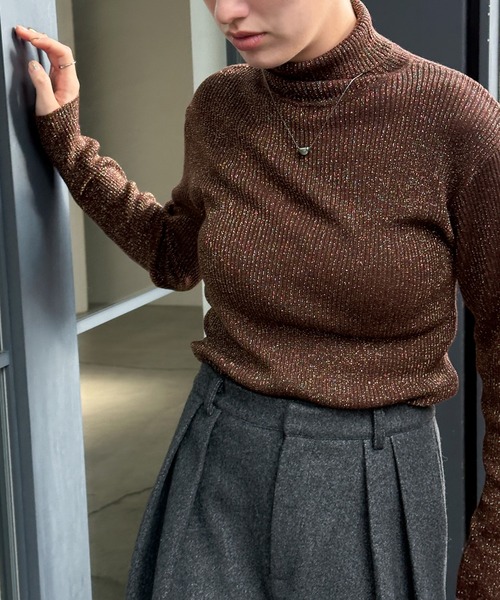 セール】ラメリブハイネックニット（ニット/セーター）｜select MOCA
