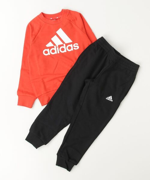 adidas(アディダス)の「アディダス adidas エッセンシャルズ ロゴ フレンチテリー ジョガーセット(セットアップ・キッズ・ブラック/レッド・100cm/110cm/120cm/130cm)」の2枚目の写真