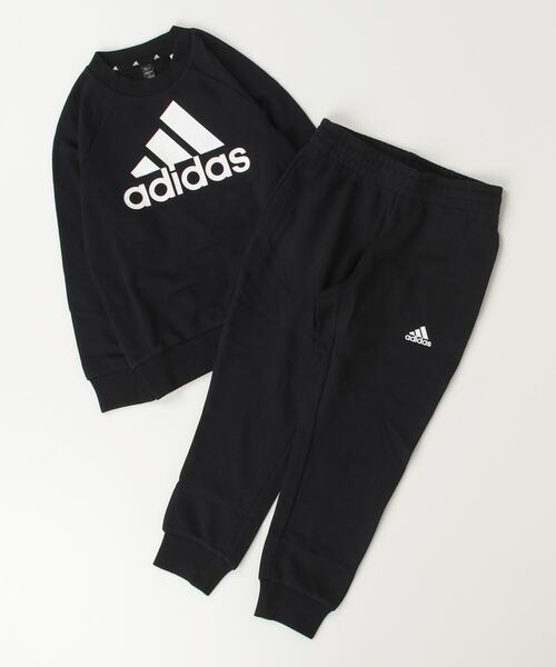 adidas(アディダス)の「アディダス adidas エッセンシャルズ ロゴ フレンチテリー ジョガーセット(セットアップ・キッズ・ブラック/レッド・100cm/110cm/120cm/130cm)」の1枚目の写真