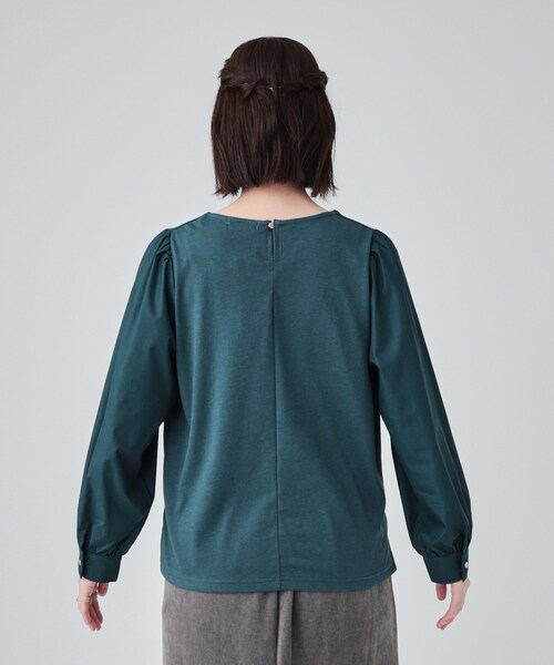 DRESKIP（ドレスキップ）の「◆【洗える】きれい見え 異素材切替パフスリーブトップス（Tシャツ/カットソー・レディース・チャコールグレー/ブルーグリーン/ライトグレー・02/03/04）」の18枚目の写真