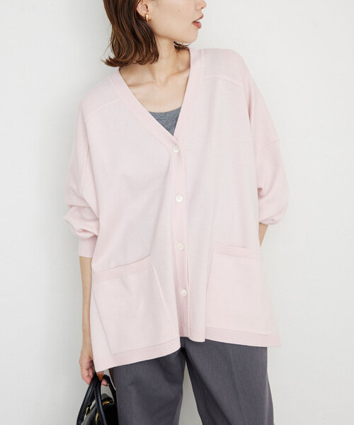 SLOBE IENA（スローブイエナ）の「ウォッシャブルワイドシルエットカーディガン（カーディガン/ボレロ・レディース・グリーン/ピンク系その他/ブラウン/ライトグレー・FREE）」の4枚目の写真