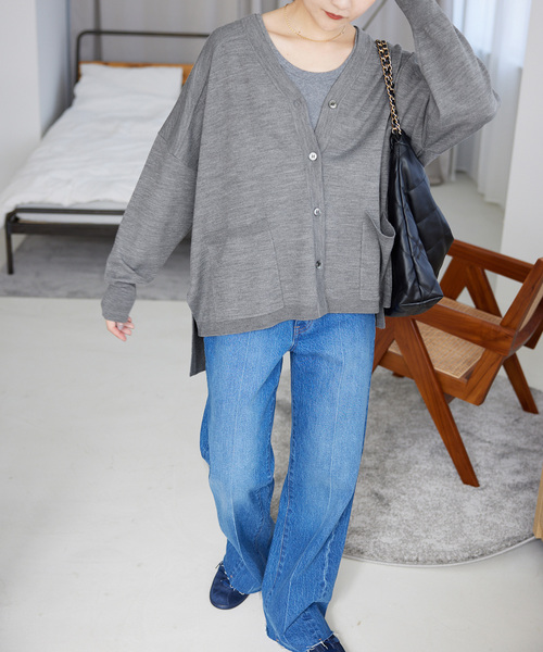 SLOBE IENA（スローブイエナ）の「ウォッシャブルワイドシルエットカーディガン（カーディガン/ボレロ・レディース・グリーン/ピンク系その他/ブラウン/ライトグレー・FREE）」の2枚目の写真