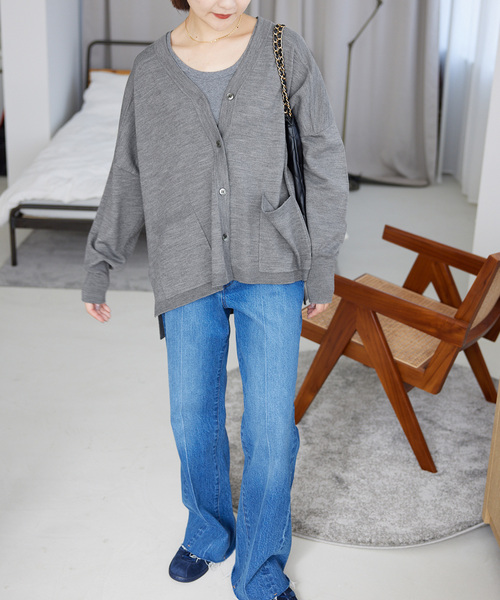 SLOBE IENA（スローブイエナ）の「ウォッシャブルワイドシルエットカーディガン（カーディガン/ボレロ・レディース・グリーン/ピンク系その他/ブラウン/ライトグレー・FREE）」の13枚目の写真