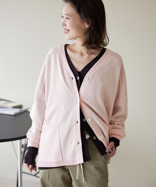 SLOBE IENA（スローブイエナ）の「ウォッシャブルワイドシルエットカーディガン（カーディガン/ボレロ・レディース・グリーン/ピンク系その他/ブラウン/ライトグレー・FREE）」の5枚目の写真