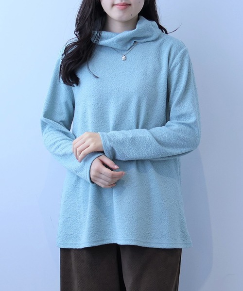 leswel(レスウェル)の「【L~5L 大きいサイズ】ふくれジャガードオフタートルカットソー(Tシャツ/カットソー・レディース・ブラック/ブルー/イエロー・L/LL/3L/4L/5L)」の2枚目の写真