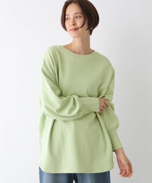 LEPSIM（レプシィム）の「袖リブラウンドチュニック　124742（Tシャツ/カットソー・レディース・チャコールグレー/ブルー/グレイッシュベージュ/ライトグリーン・FREE）」の3枚目の写真