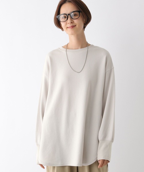 LEPSIM（レプシィム）の「袖リブラウンドチュニック　124742（Tシャツ/カットソー・レディース・チャコールグレー/ブルー/グレイッシュベージュ/ライトグリーン・FREE）」の5枚目の写真