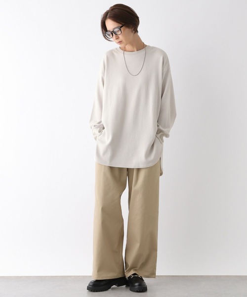 LEPSIM（レプシィム）の「袖リブラウンドチュニック　124742（Tシャツ/カットソー・レディース・チャコールグレー/ブルー/グレイッシュベージュ/ライトグリーン・FREE）」の7枚目の写真