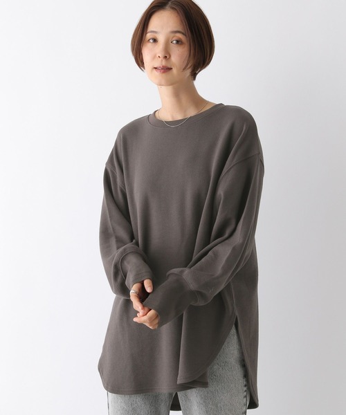 LEPSIM（レプシィム）の「袖リブラウンドチュニック　124742（Tシャツ/カットソー・レディース・チャコールグレー/ブルー/グレイッシュベージュ/ライトグリーン・FREE）」の10枚目の写真