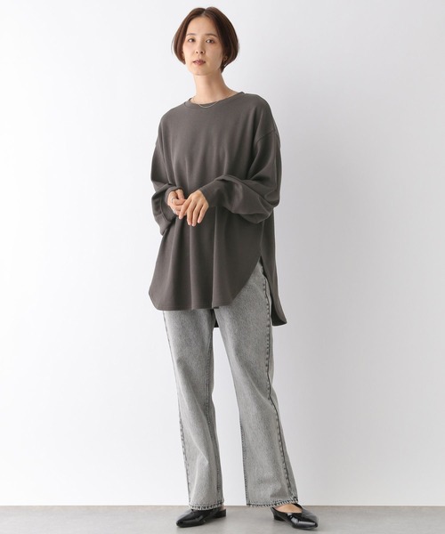 LEPSIM（レプシィム）の「袖リブラウンドチュニック　124742（Tシャツ/カットソー・レディース・チャコールグレー/ブルー/グレイッシュベージュ/ライトグリーン・FREE）」の12枚目の写真