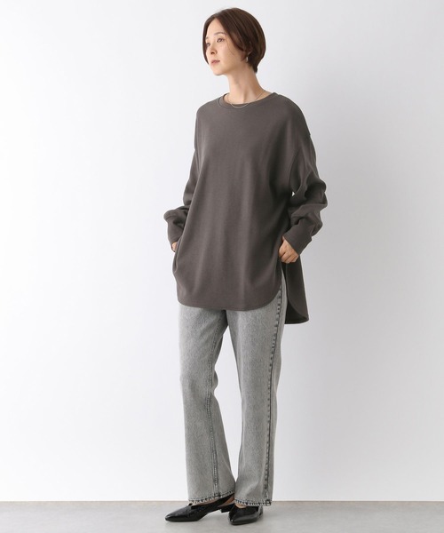 LEPSIM（レプシィム）の「袖リブラウンドチュニック　124742（Tシャツ/カットソー・レディース・チャコールグレー/ブルー/グレイッシュベージュ/ライトグリーン・FREE）」の13枚目の写真