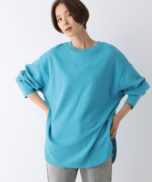 LEPSIM（レプシィム）の「袖リブラウンドチュニック　124742（Tシャツ/カットソー・レディース・チャコールグレー/ブルー/グレイッシュベージュ/ライトグリーン・FREE）」の19枚目の写真