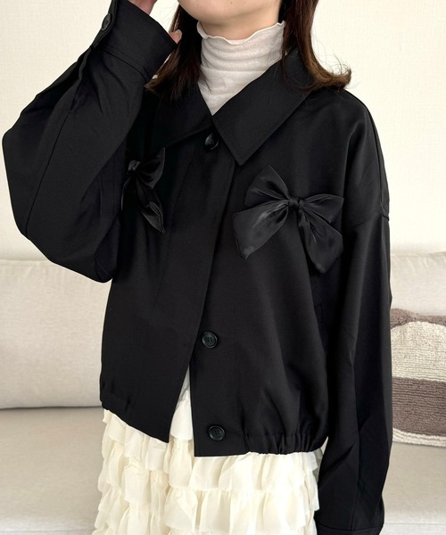 merrylatte（メリーラテ）の「ビッグリボンツイルブルゾン（ブルゾン・レディース・ブラック・FREE）」の15枚目の写真