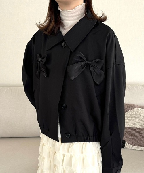 merrylatte（メリーラテ）の「ビッグリボンツイルブルゾン（ブルゾン・レディース・ブラック・FREE）」の18枚目の写真