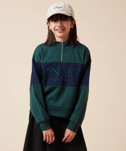 セール】[130]ハーフジップ配色ロゴスウェット（スウェット）｜a.v.v