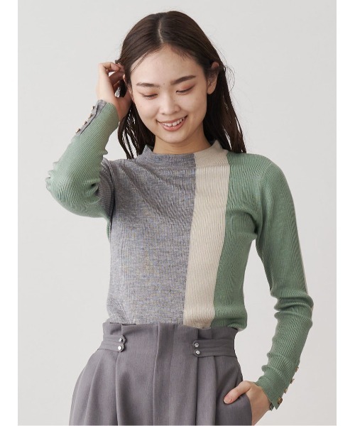 TONAL（トーナル）の「ウォッシャブルウールマルチカラーリブニット  