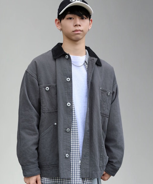SPINNS（スピンズ）の「古着MIX＆ストリート/ダック生地で丈夫なカバーオールジャケット（カバーオール・メンズ・チャコール/ネイビー/アイボリー/カーキ・ONESIZE）」の22枚目の写真
