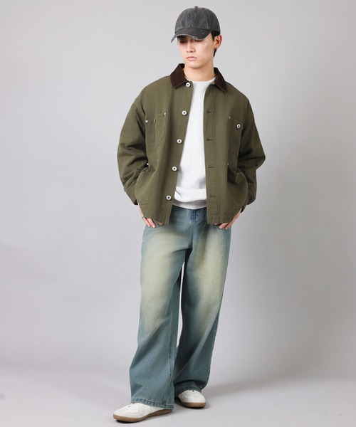 SPINNS（スピンズ）の「古着MIX＆ストリート/ダック生地で丈夫なカバーオールジャケット（カバーオール・メンズ・チャコール/ネイビー/アイボリー/カーキ・ONESIZE）」の13枚目の写真
