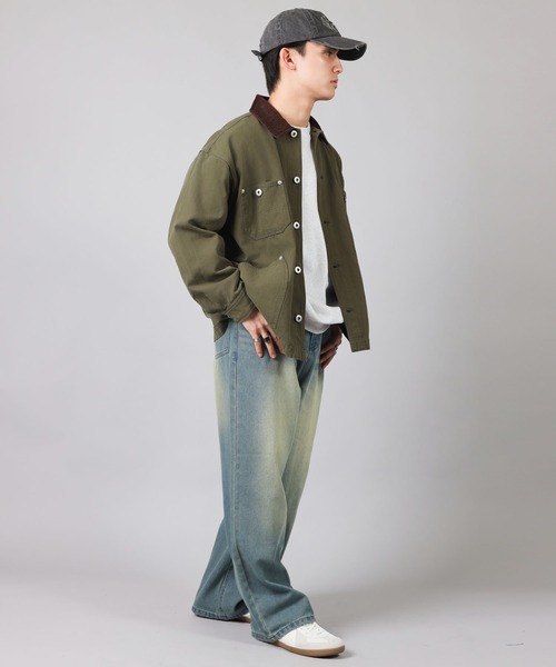 SPINNS（スピンズ）の「古着MIX＆ストリート/ダック生地で丈夫なカバーオールジャケット（カバーオール・メンズ・チャコール/ネイビー/アイボリー/カーキ・ONESIZE）」の14枚目の写真