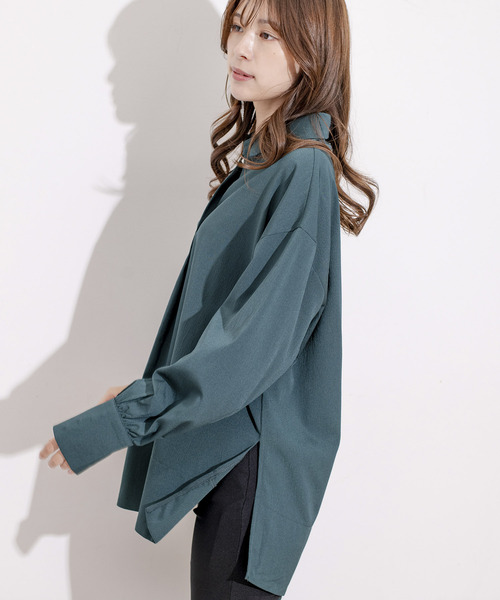 Jayro(ジャイロ)の「スキッパーVネックシャツブラウス(シャツ/ブラウス・レディース・ブルー/ブラック/ホワイト系その他/グリーン・FREE)」の6枚目の写真