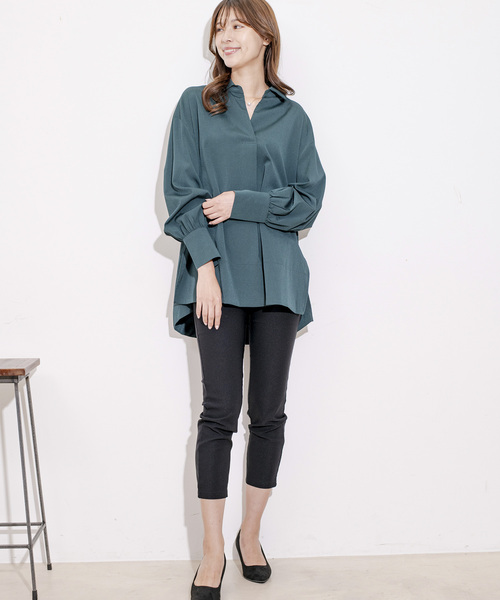 Jayro(ジャイロ)の「スキッパーVネックシャツブラウス(シャツ/ブラウス・レディース・ブルー/ブラック/ホワイト系その他/グリーン・FREE)」の8枚目の写真