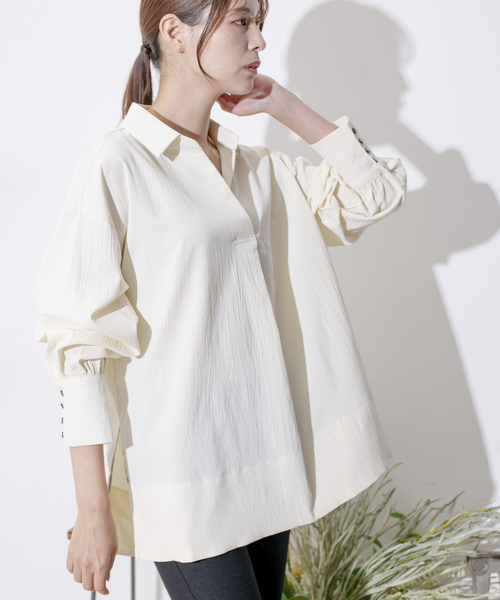 Jayro(ジャイロ)の「スキッパーVネックシャツブラウス(シャツ/ブラウス・レディース・ブルー/ブラック/ホワイト系その他/グリーン・FREE)」の21枚目の写真