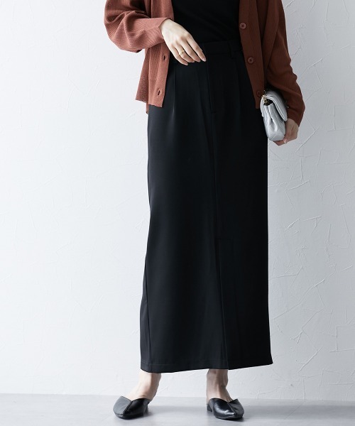 nissen（ニッセン）の「【販売終了】ナローシルエットロングスカート（スカート・レディース・ブラック/キャメル・LL/S/M/L）」の2枚目の写真