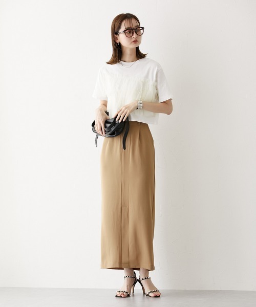 nissen（ニッセン）の「【販売終了】ナローシルエットロングスカート（スカート・レディース・ブラック/キャメル・LL/S/M/L）」の9枚目の写真