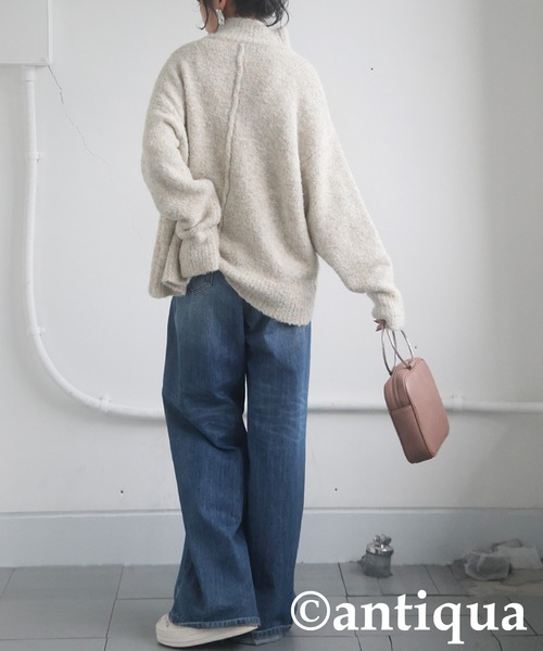 antiqua(アンティカ)の「ブークレハイネックニット(ニット/セーター・レディース・ブラック/ブルー/ライム/オートミール・ONESIZE)」の13枚目の写真