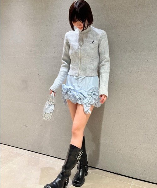 LILY BROWN（リリーブラウン）の「３Ｄモチーフミニスカート（スカート・レディース・ライトブルー/ホワイト/ボルドー・0/1）」の2枚目の写真