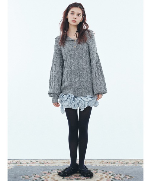 LILY BROWN（リリーブラウン）の「３Ｄモチーフミニスカート（スカート・レディース・ライトブルー/ホワイト/ボルドー・0/1）」の4枚目の写真