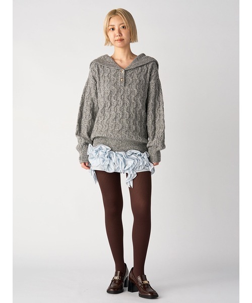 LILY BROWN（リリーブラウン）の「３Ｄモチーフミニスカート（スカート・レディース・ライトブルー/ホワイト/ボルドー・0/1）」の9枚目の写真