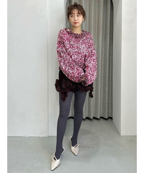 LILY BROWN（リリーブラウン）の「３Ｄモチーフミニスカート（スカート・レディース・ライトブルー/ホワイト/ボルドー・0/1）」の6枚目の写真