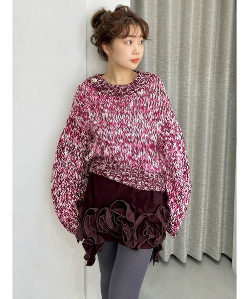 LILY BROWN（リリーブラウン）の「３Ｄモチーフミニスカート（スカート・レディース・ライトブルー/ホワイト/ボルドー・0/1）」の7枚目の写真