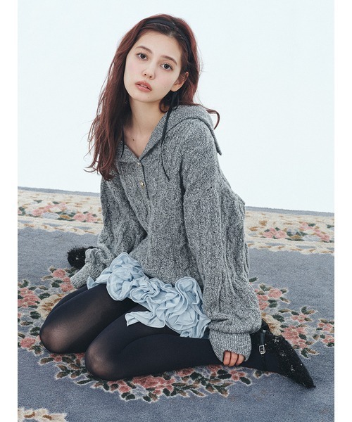 LILY BROWN（リリーブラウン）の「３Ｄモチーフミニスカート（スカート・レディース・ライトブルー/ホワイト/ボルドー・0/1）」の5枚目の写真