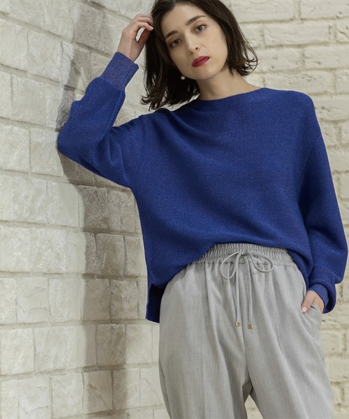 OPAQUE.CLIP（オペークドットクリップ）の「◆≪エマール検証済≫ラメガーターボートネックニット【洗濯機洗い可】（ニット/セーター・レディース・ホワイト系8/ライトグレー系5/チャコール/ブラウン系6/パープル系1/ブルー系その他7・36/38/40/42）」の5枚目の写真