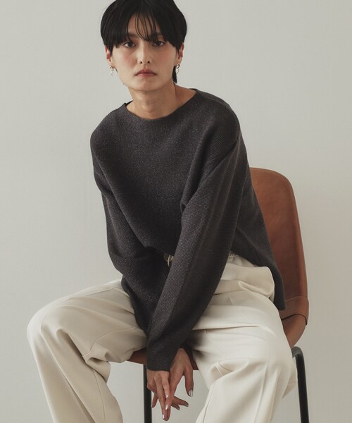 OPAQUE.CLIP（オペークドットクリップ）の「◆≪エマール検証済≫ラメガーターボートネックニット【洗濯機洗い可】（ニット/セーター・レディース・ホワイト系8/ライトグレー系5/チャコール/ブラウン系6/パープル系1/ブルー系その他7・36/38/40/42）」の21枚目の写真