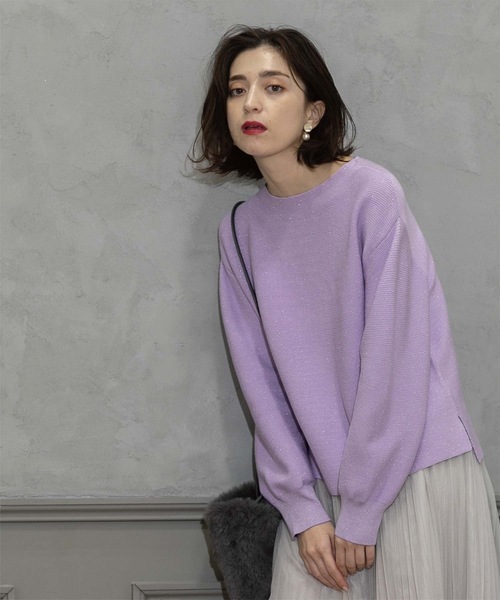 OPAQUE.CLIP（オペークドットクリップ）の「◆≪エマール検証済≫ラメガーターボートネックニット【洗濯機洗い可】（ニット/セーター・レディース・ホワイト系8/ライトグレー系5/チャコール/ブラウン系6/パープル系1/ブルー系その他7・36/38/40/42）」の11枚目の写真