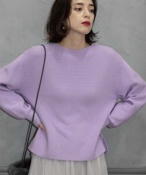 OPAQUE.CLIP（オペークドットクリップ）の「◆≪エマール検証済≫ラメガーターボートネックニット【洗濯機洗い可】（ニット/セーター・レディース・ホワイト系8/ライトグレー系5/チャコール/ブラウン系6/パープル系1/ブルー系その他7・36/38/40/42）」の12枚目の写真