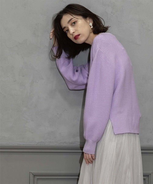 OPAQUE.CLIP（オペークドットクリップ）の「◆≪エマール検証済≫ラメガーターボートネックニット【洗濯機洗い可】（ニット/セーター・レディース・ホワイト系8/ライトグレー系5/チャコール/ブラウン系6/パープル系1/ブルー系その他7・36/38/40/42）」の13枚目の写真