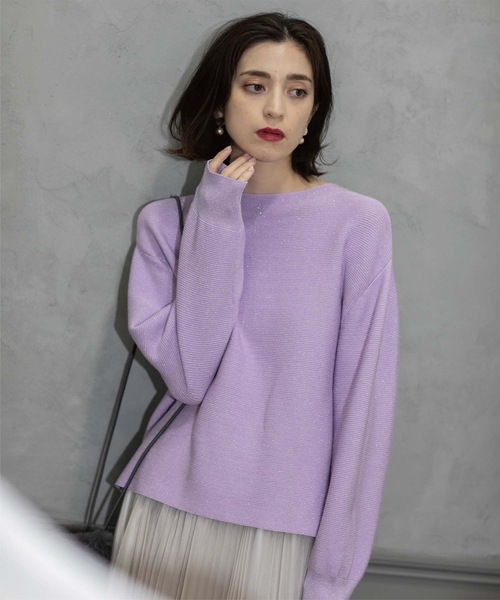 OPAQUE.CLIP（オペークドットクリップ）の「◆≪エマール検証済≫ラメガーターボートネックニット【洗濯機洗い可】（ニット/セーター・レディース・ホワイト系8/ライトグレー系5/チャコール/ブラウン系6/パープル系1/ブルー系その他7・36/38/40/42）」の15枚目の写真