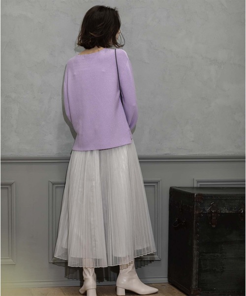 OPAQUE.CLIP（オペークドットクリップ）の「◆≪エマール検証済≫ラメガーターボートネックニット【洗濯機洗い可】（ニット/セーター・レディース・ホワイト系8/ライトグレー系5/チャコール/ブラウン系6/パープル系1/ブルー系その他7・36/38/40/42）」の18枚目の写真