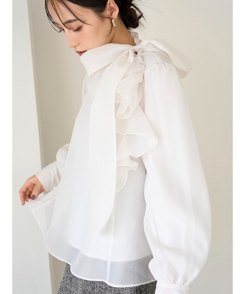 SNIDEL Sustainableラッフルリボンオーガンジーブラウス SNIDEL（スナイデル）の「Sustainableラッフルリボン