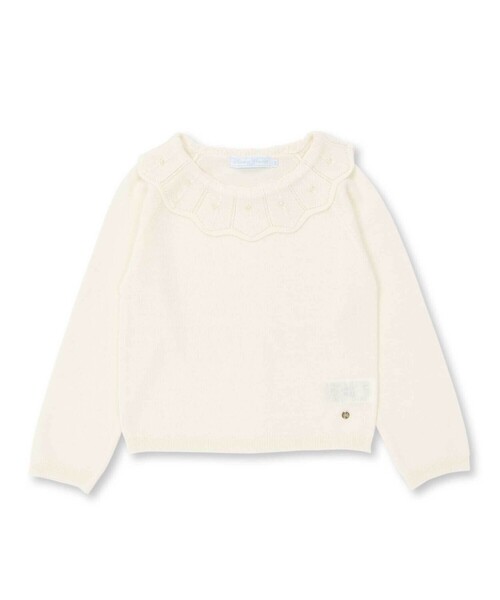 Tartine et Chocolat（タルティーヌエショコラ）の「襟パールビジュー付きセーター(100~140cm)（ニット/セーター・キッズ・オフホワイト/グレー・120cm/110cm/100cm/140cm/130cm）」の6枚目の写真