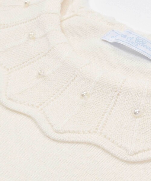 Tartine et Chocolat（タルティーヌエショコラ）の「襟パールビジュー付きセーター(100~140cm)（ニット/セーター・キッズ・オフホワイト/グレー・120cm/110cm/100cm/140cm/130cm）」の9枚目の写真