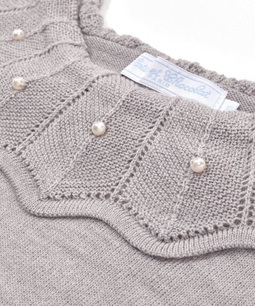 Tartine et Chocolat（タルティーヌエショコラ）の「襟パールビジュー付きセーター(100~140cm)（ニット/セーター・キッズ・オフホワイト/グレー・120cm/110cm/100cm/140cm/130cm）」の14枚目の写真